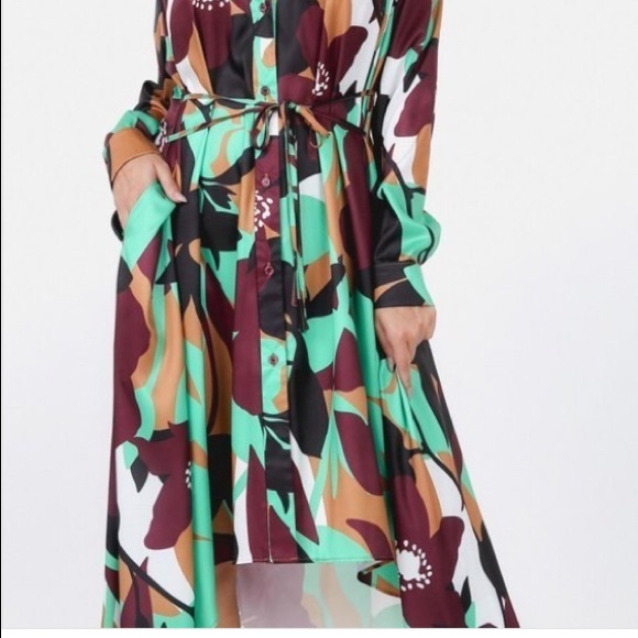 🌟HP🌟Dani Green & Brown Long Sleeve Dress👗 - Picture 9 of 15